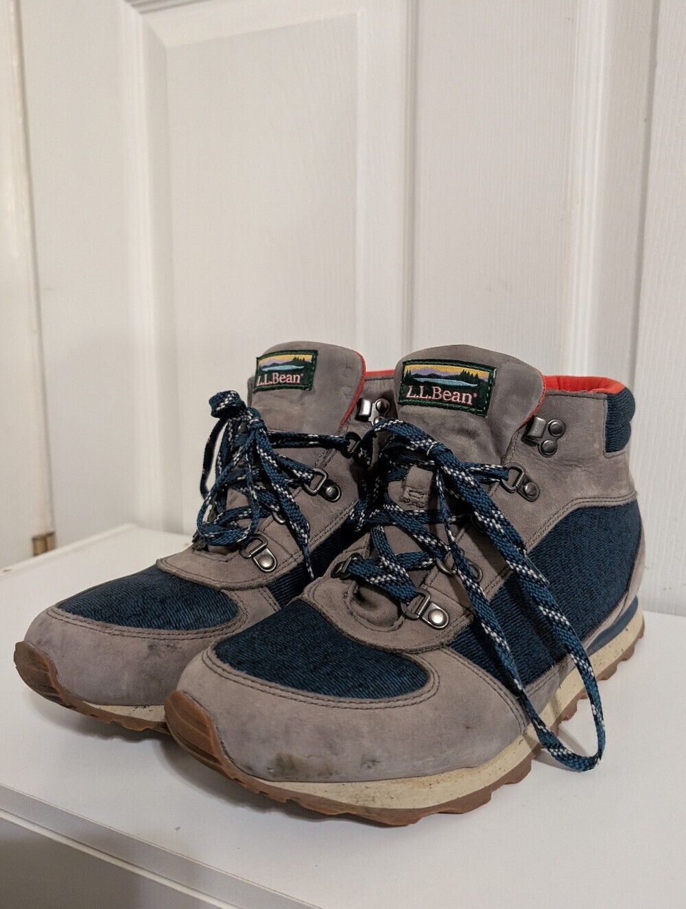 L.L. Bean Mens Boots Shoes Outdoor Hiking Gray Blue Katahdin Size 9